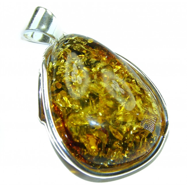 Large Honay Drop authentic Baltic Amber .925 Sterling Silver beautifully handcrafted Pendant