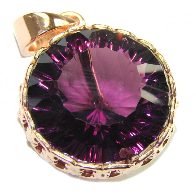 Vintage Design 12.2 carat Amethyst 14K Rose Gold over .925 Sterling Silver handcrafted Pendant