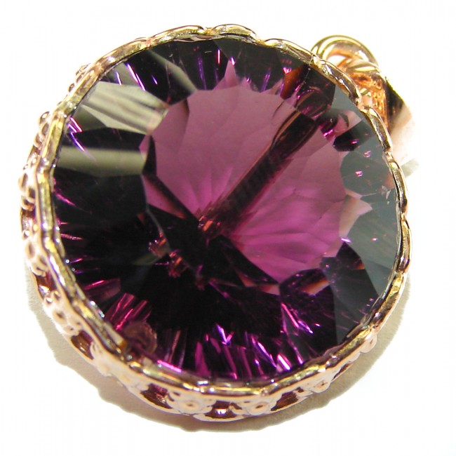 Vintage Design 12.2 carat Amethyst 14K Rose Gold over .925 Sterling Silver handcrafted Pendant