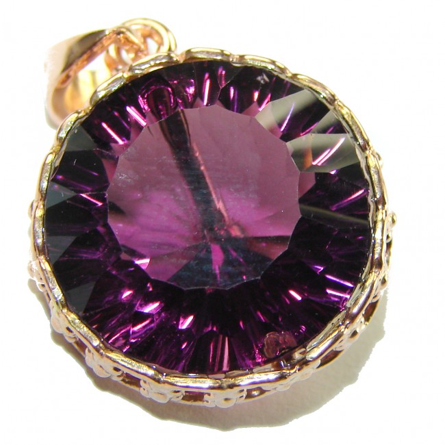 Vintage Design 12.2 carat Amethyst 14K Rose Gold over .925 Sterling Silver handcrafted Pendant