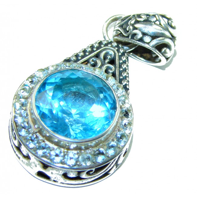 Clear Sky Precious genuine 6.5 carat Swiss Blue Topaz .925 Sterling Silver Pendant