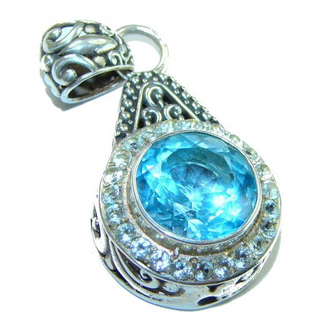 Clear Sky Precious genuine 6.5 carat Swiss Blue Topaz .925 Sterling Silver Pendant