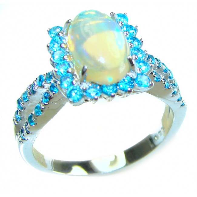 Mesmerizing Golden Energy 7.2 carat Fire Ethiopian Opal .925 Sterling Silver handmade ring 9 3/4