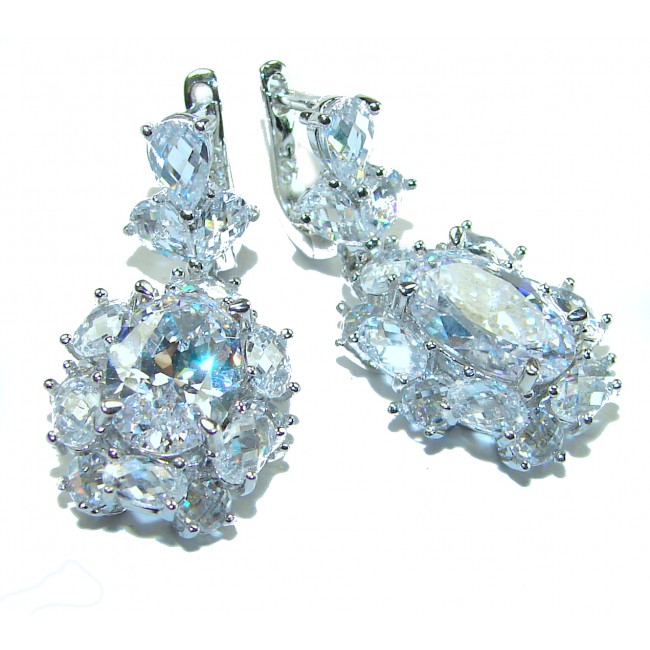 Allure Natural 10.2 carat White Topaz .925 Sterling Silver handcrafted earrings