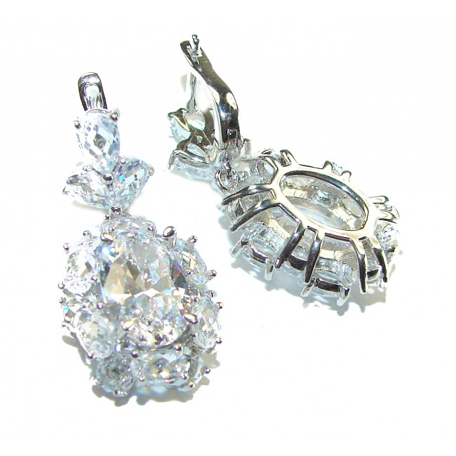 Allure Natural 10.2 carat White Topaz .925 Sterling Silver handcrafted earrings