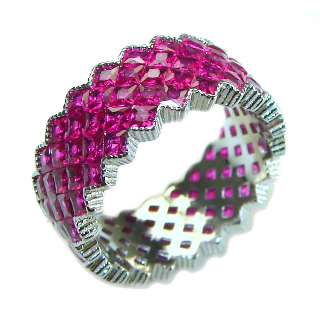 Born to Glam authentic Ruby .925 Silver handcrafted Eternity Ring s. 6 3/4