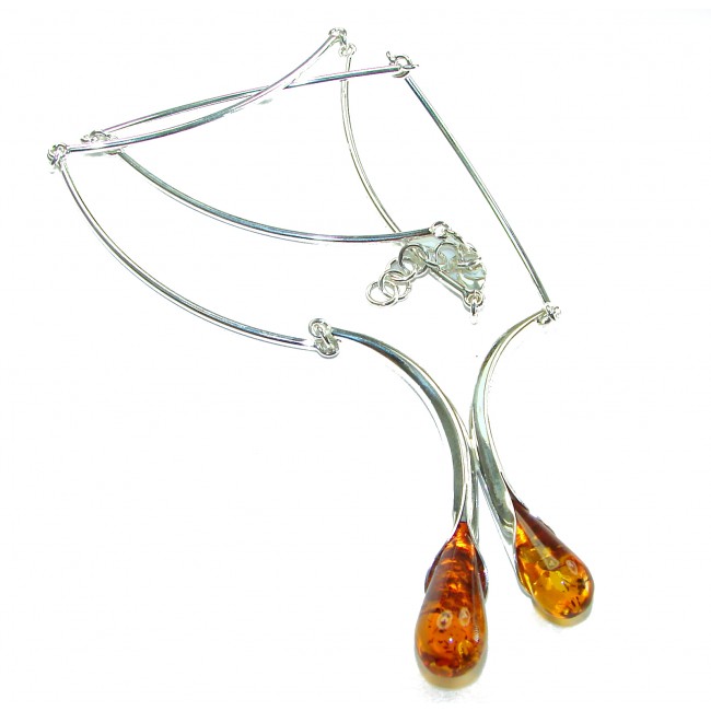 Elegant Genuine Baltic Amber .925 Silver handcrafted Necklace