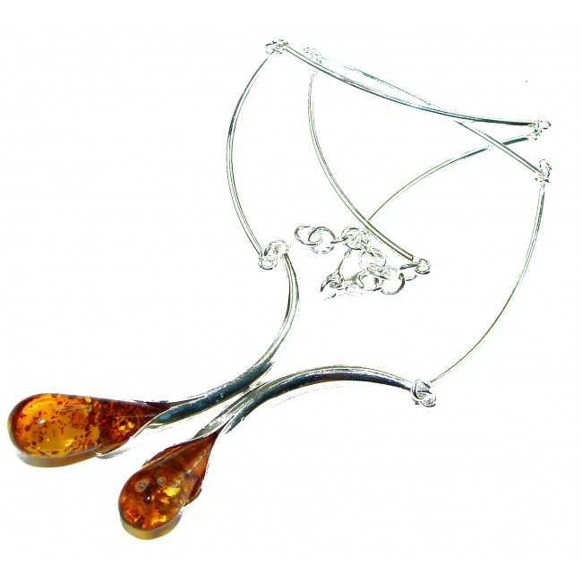 Elegant Genuine Baltic Amber .925 Silver handcrafted Necklace