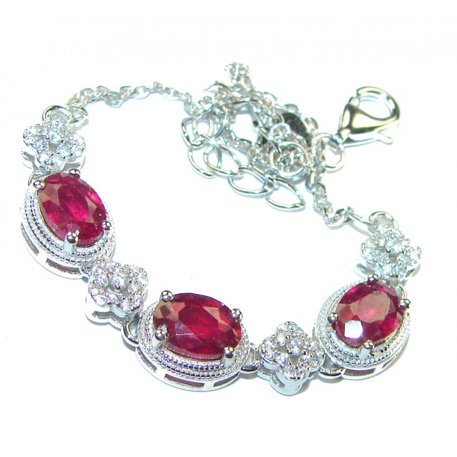 Alessia Watermelon Ruby .925 Sterling Silver handmade Bracelet