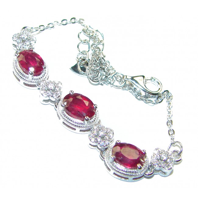 Alessia Watermelon Ruby .925 Sterling Silver handmade Bracelet