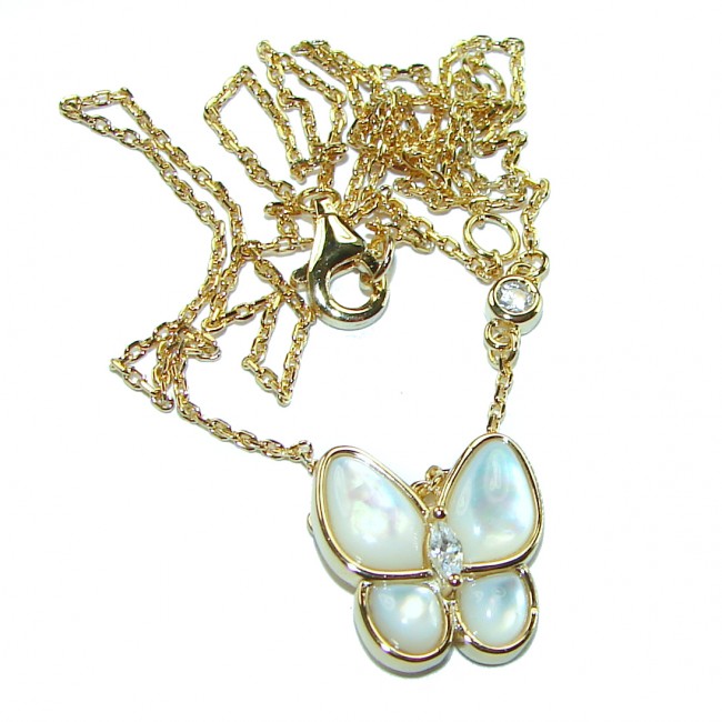 Precious Butterfly Blister Pearl 14K Gold over .925 Sterling Silver Necklace