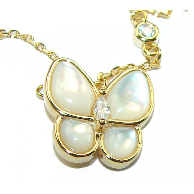 Precious Butterfly Blister Pearl 14K Gold over .925 Sterling Silver Necklace