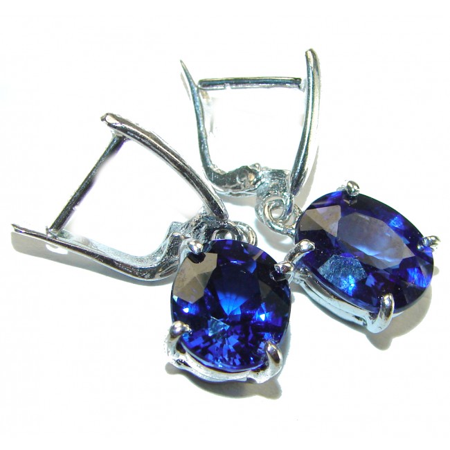 Marina Blue - 8.5 carat London Blue Topaz .925 Sterling Silver Handcrafted Earrings