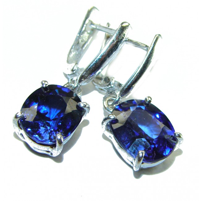 Marina Blue - 8.5 carat London Blue Topaz .925 Sterling Silver Handcrafted Earrings