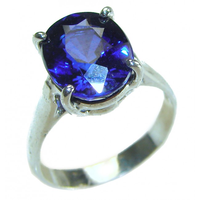 Marina Blue - 5.5 carat London Blue Topaz .925 Sterling Silver handcrafted Ring size 7 1/4