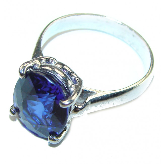 Marina Blue - 5.5 carat London Blue Topaz .925 Sterling Silver handcrafted Ring size 7 1/4