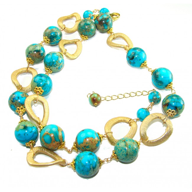 Genuine Nevada Turquoise 10K Gold over .925 Sterling Silver handmade handcrafted Necklace