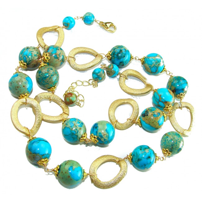 Genuine Nevada Turquoise 10K Gold over .925 Sterling Silver handmade handcrafted Necklace