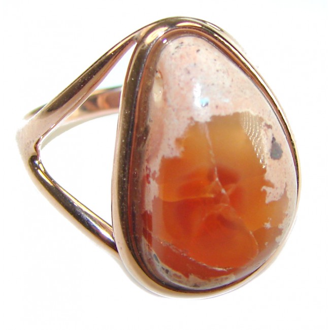 Bonfire Night best quality 17.5 carat Mexican Opal .925 Sterling Silver handmade ring 7