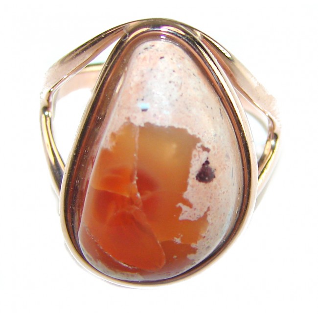 Bonfire Night best quality 17.5 carat Mexican Opal .925 Sterling Silver handmade ring 7