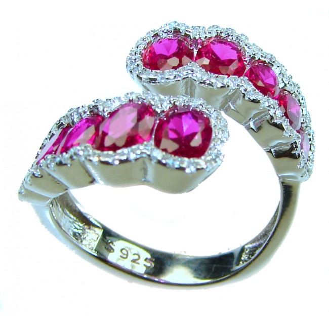 Luxurious 6.2 carat Ruby .925 Sterling Silver handcrafted Ring size 6 1/4