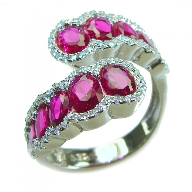 Luxurious 6.2 carat Ruby .925 Sterling Silver handcrafted Ring size 6 1/4