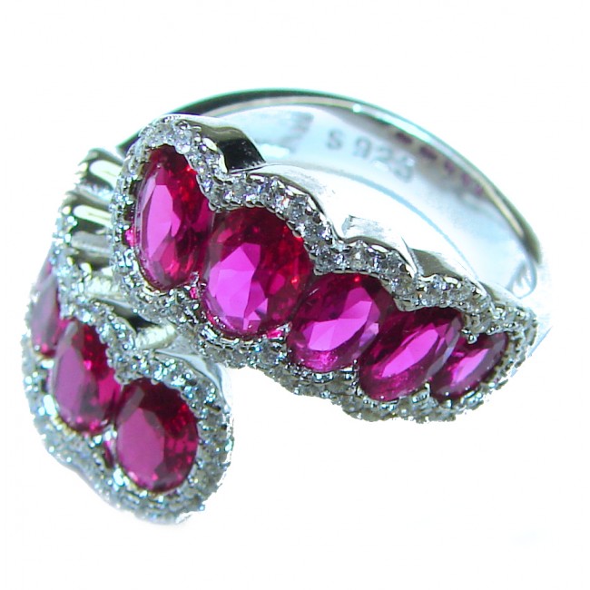 Luxurious 6.2 carat Ruby .925 Sterling Silver handcrafted Ring size 6 1/4