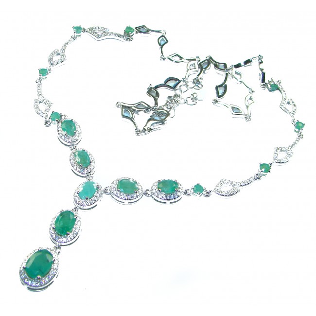 Vintage style Timless Treasure 33.5 carat Colombian Emerald .925 Sterling Silver handcrafted necklace