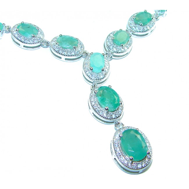 Vintage style Timless Treasure 33.5 carat Colombian Emerald .925 Sterling Silver handcrafted necklace