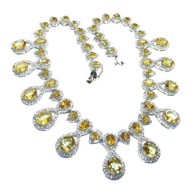 Marie Antoinette's STYLE authentic 458.5 carat Brazilian Citrine .925 Sterling Silver handcrafted necklace