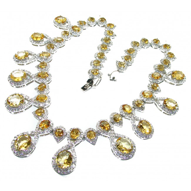 Marie Antoinette's STYLE authentic 458.5 carat Brazilian Citrine .925 Sterling Silver handcrafted necklace