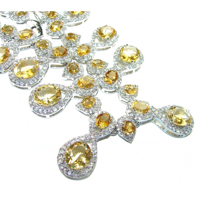 Marie Antoinette's STYLE authentic 458.5 carat Brazilian Citrine .925 Sterling Silver handcrafted necklace