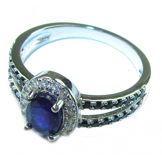 2.5 carat Sapphire .925 Silver handcrafted Cocktail Ring s. 7