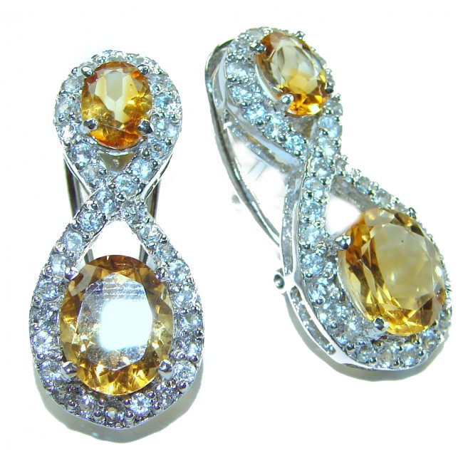 Marie Antoinette's STYLE authentic 22.5 carat Brazilian Citrine .925 Sterling Silver handcrafted Earrings