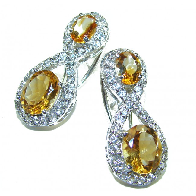 Marie Antoinette's STYLE authentic 22.5 carat Brazilian Citrine .925 Sterling Silver handcrafted Earrings