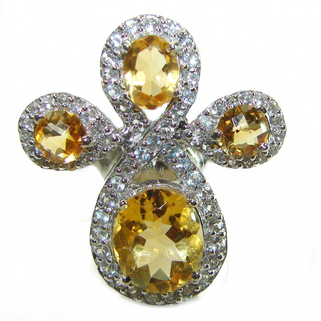 Marie Antoinette's STYLE authentic 22.5 carat Brazilian Citrine .925 Sterling Silver handcrafted Statement ring size 7 1/4