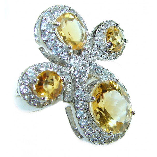 Marie Antoinette's STYLE authentic 22.5 carat Brazilian Citrine .925 Sterling Silver handcrafted Statement ring size 7 1/4