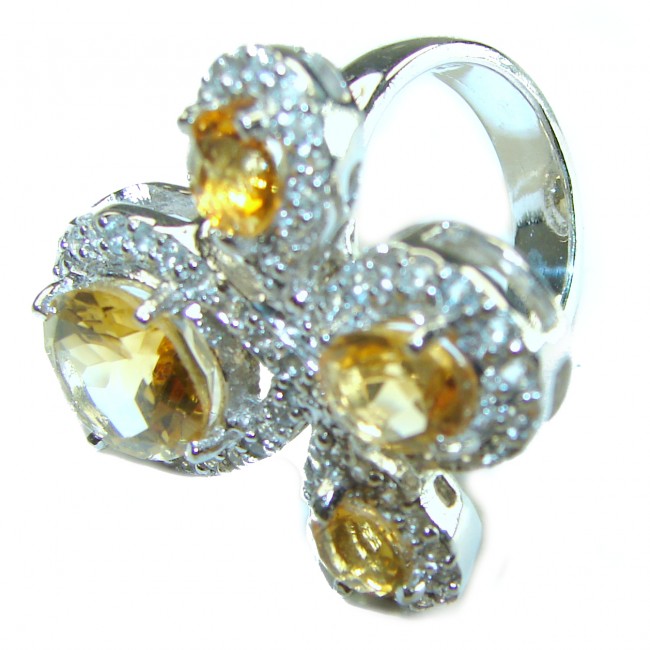 Marie Antoinette's STYLE authentic 22.5 carat Brazilian Citrine .925 Sterling Silver handcrafted Statement ring size 7 1/4