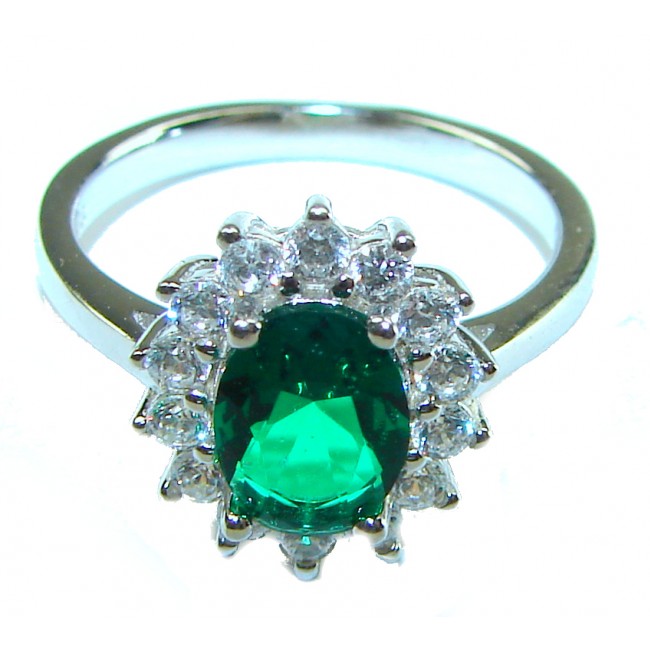 Luxurious 2.8 carat Chrome Diopside .925 Sterling Silver handmade ring s. 6 1/4