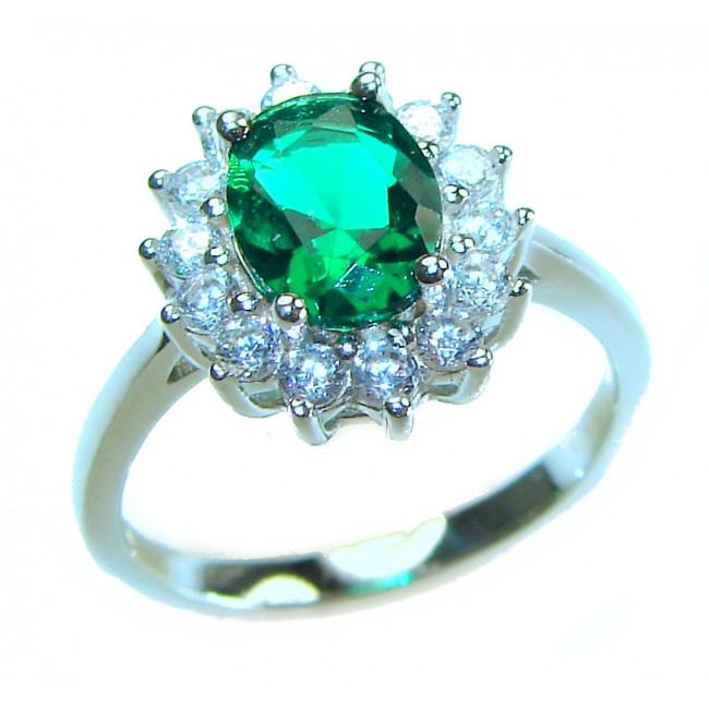 Luxurious 2.8 carat Chrome Diopside .925 Sterling Silver handmade ring s. 6 1/4