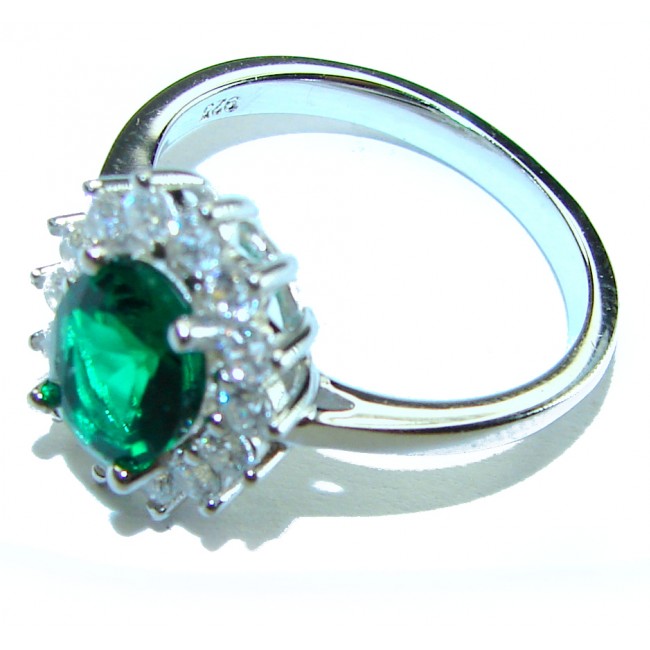 Luxurious 2.8 carat Chrome Diopside .925 Sterling Silver handmade ring s. 6 1/4