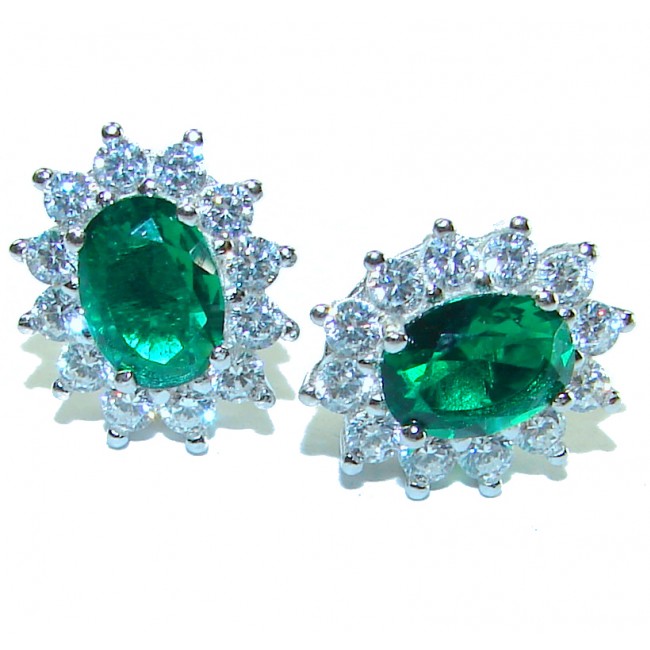 Very Unique 4.5 carat Chrome Diopside .925 Sterling Silver handcrafted earrings