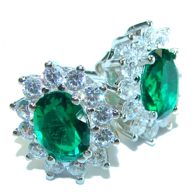 Very Unique 4.5 carat Chrome Diopside .925 Sterling Silver handcrafted earrings