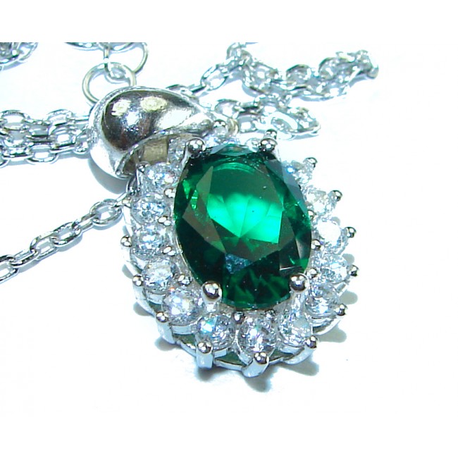 Luxurious 3.2 carat Chrome Diopside .925 Sterling Silver handmade Necklace