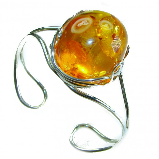 Classy Design Genuine the best QUALITY Baltic Amber .925 Sterling Silver handamde Bracelet / Cuff