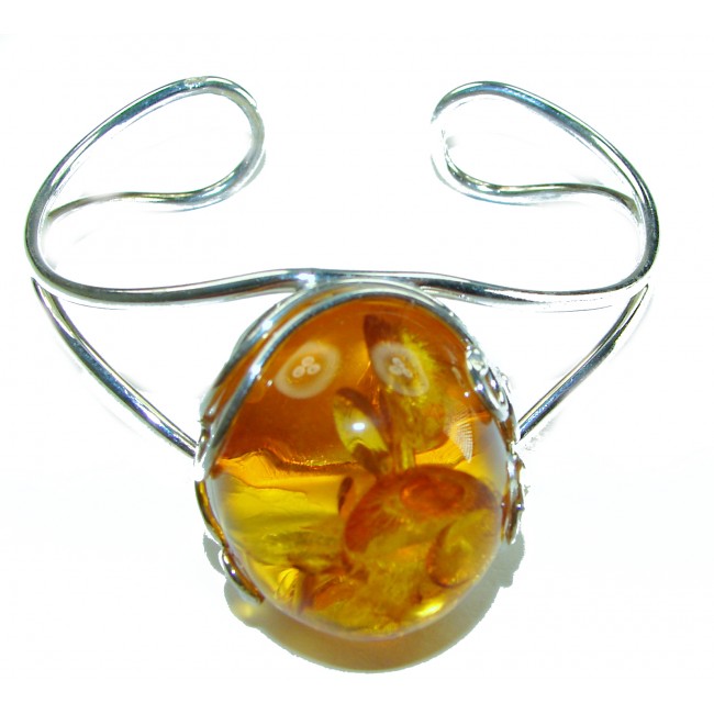 Classy Design Genuine the best QUALITY Baltic Amber .925 Sterling Silver handamde Bracelet / Cuff