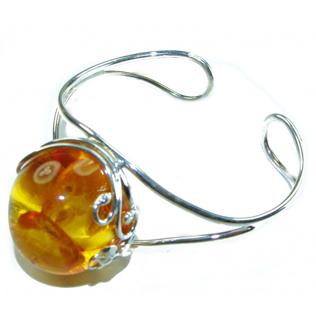 Classy Design Genuine the best QUALITY Baltic Amber .925 Sterling Silver handamde Bracelet / Cuff