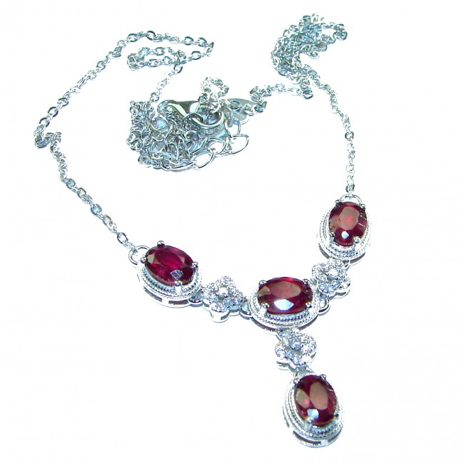 Isabella - Beauty of Nature- natural 15.5 carat Ruby .925 Sterling Silver handmade Statement necklace