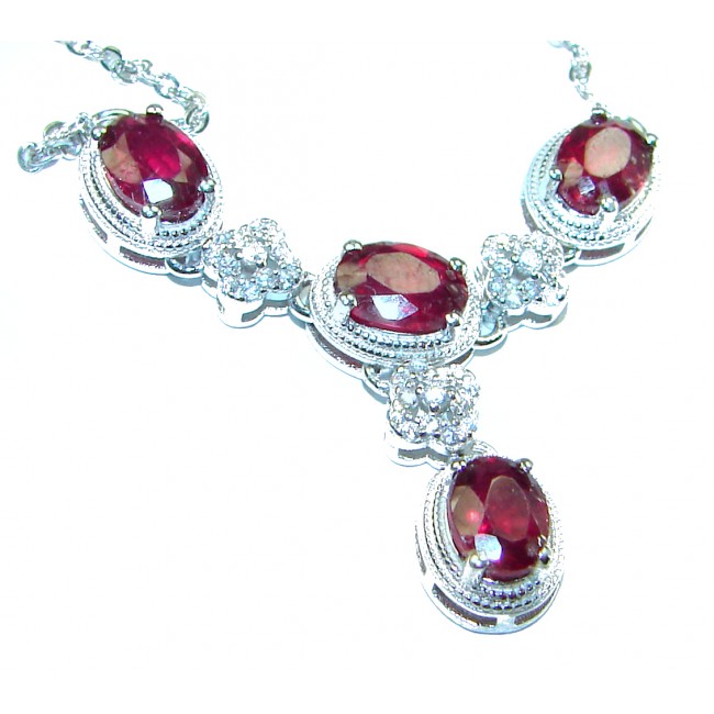 Isabella - Beauty of Nature- natural 15.5 carat Ruby .925 Sterling Silver handmade Statement necklace