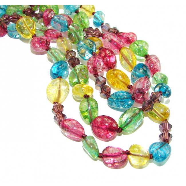 Brazilian Beauty 242.2 carat Watermelon Tourmaline .925 Sterling Silver handcrafted Statement necklace